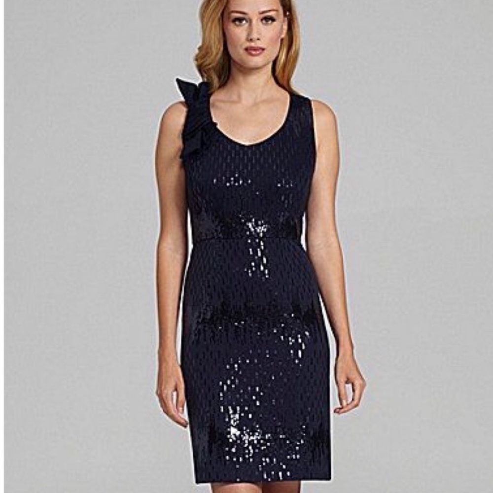 Antonio Melani, Stunning Navy Sequin Dress, Form Flattering,Excellent Condition